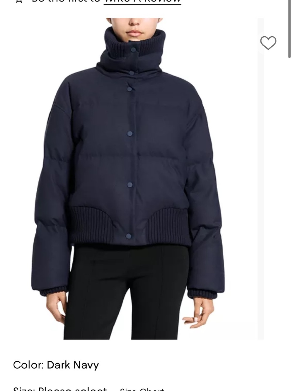 Theory Navy Cozy-Collar Cropped Puffer Jacket